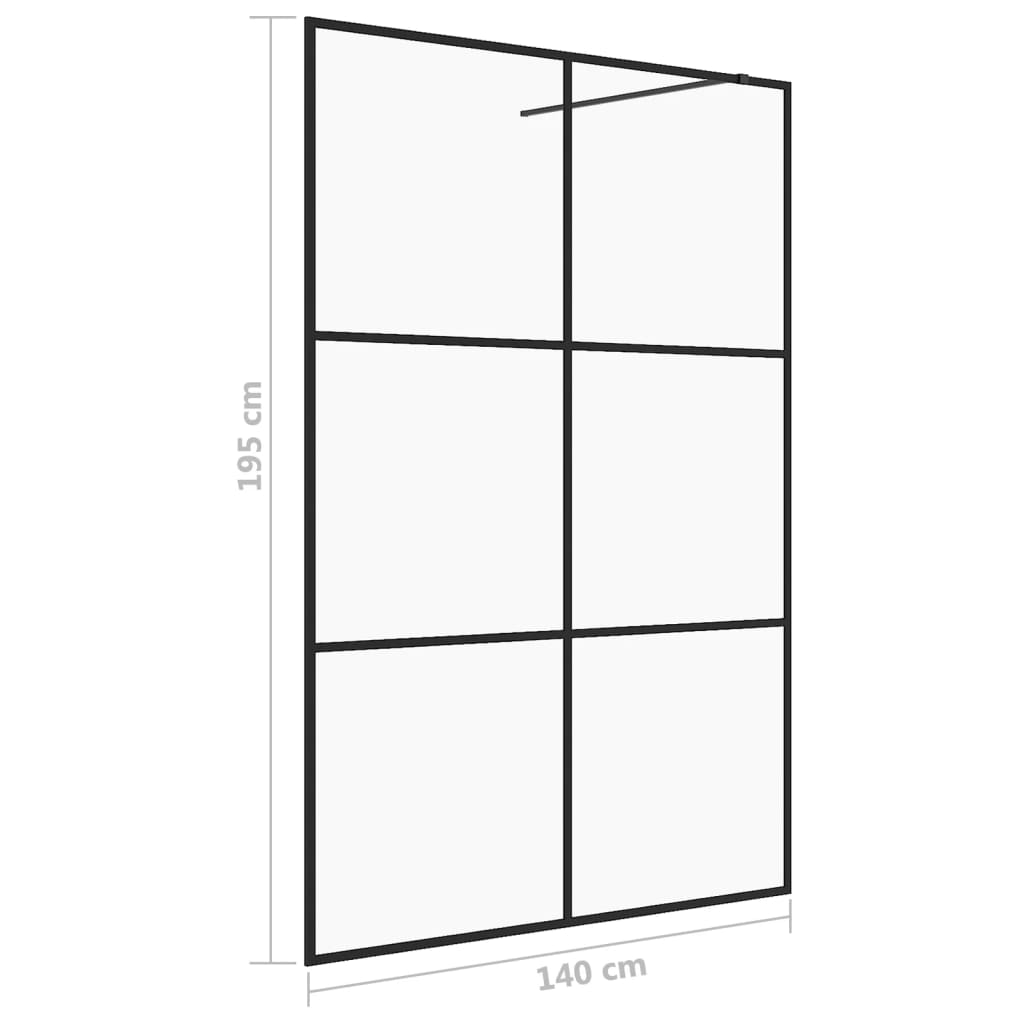 Walk-In Suihkun Seinäke Kirkas Esg-Lasi 140X195 Cm Musta