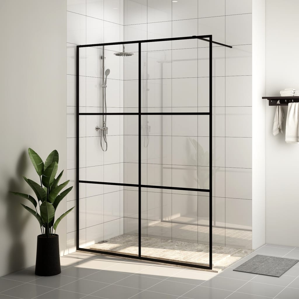 Walk-In Suihkun Seinäke Kirkas Esg-Lasi 140X195 Cm Musta