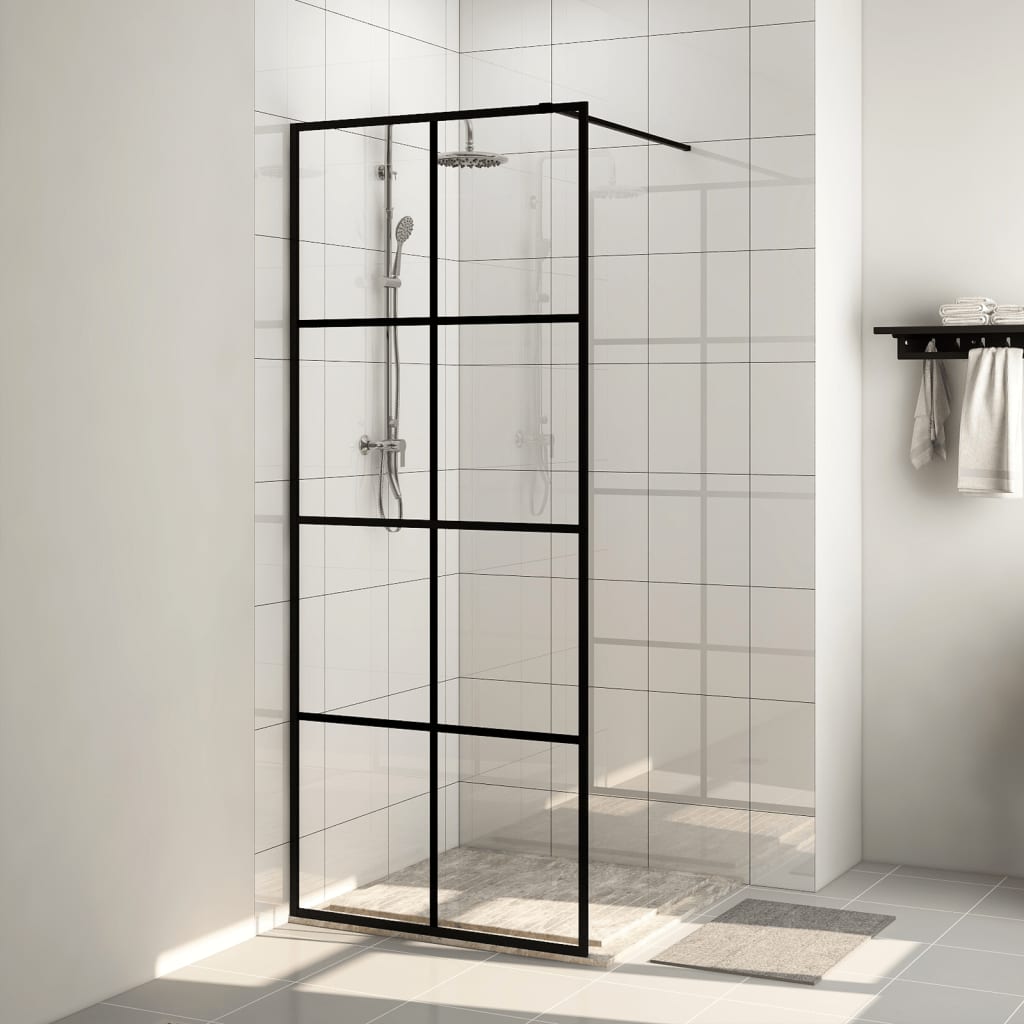 Walk-In Suihkun Seinäke Kirkas Esg-Lasi 80X195 Cm Musta