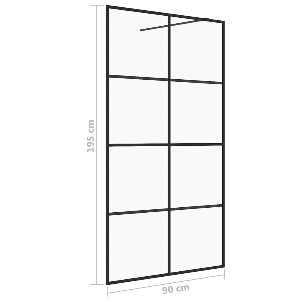Walk-In Suihkun Seinäke Kirkas Esg-Lasi 90X195 Cm Musta