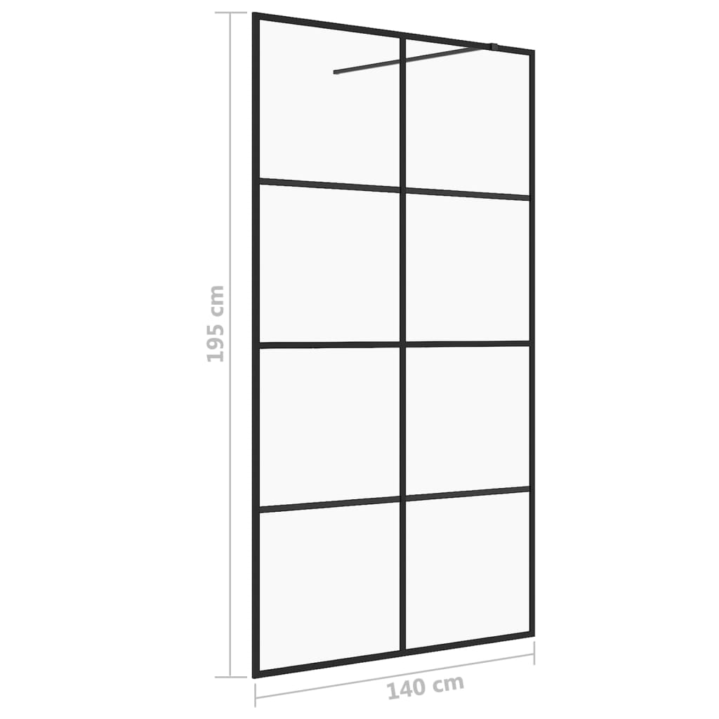 Walk-In Suihkun Seinäke Kirkas Esg-Lasi 140X195 Cm Musta