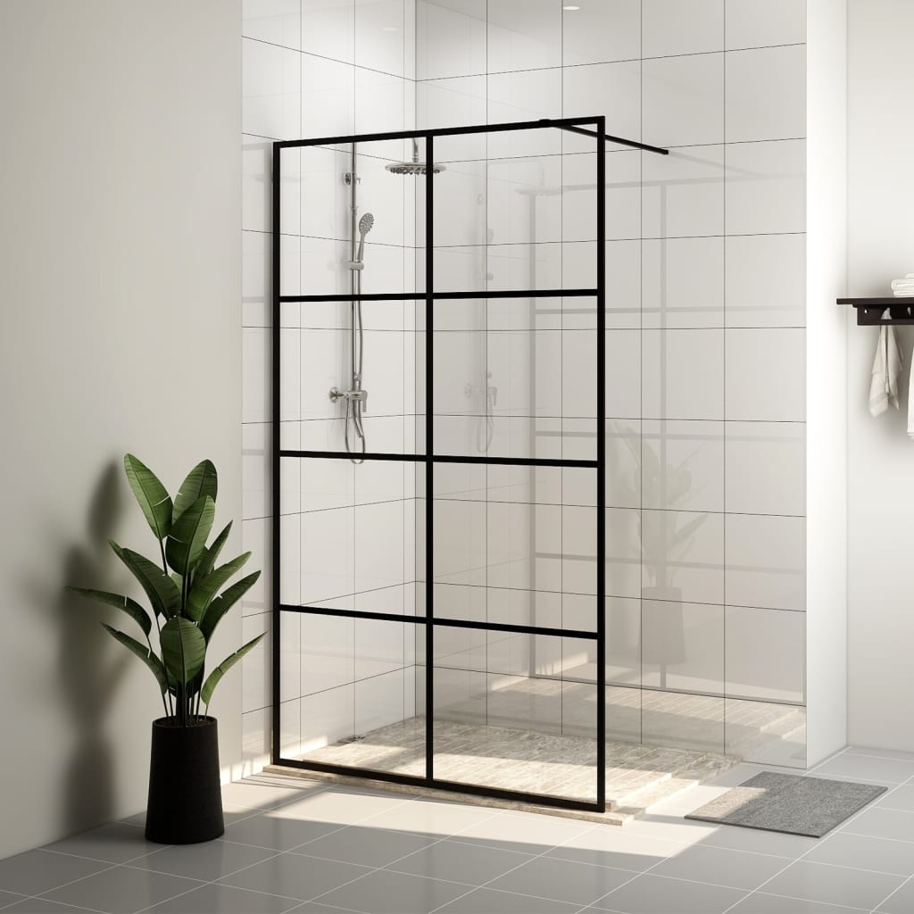 Walk-In Suihkun Seinäke Kirkas Esg-Lasi 140X195 Cm Musta