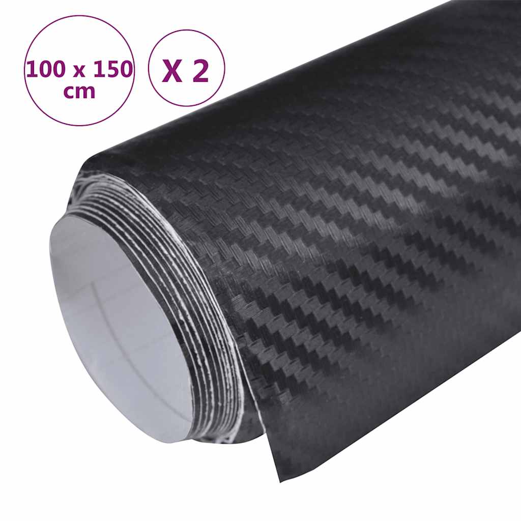 Auton Päällystekalvot 2 Kpl 3D Musta 100X150 Cm