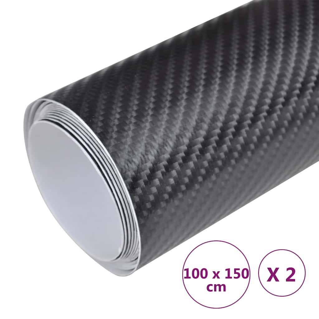Auton Päällystekalvot 2 Kpl 4D Musta 100X150 Cm
