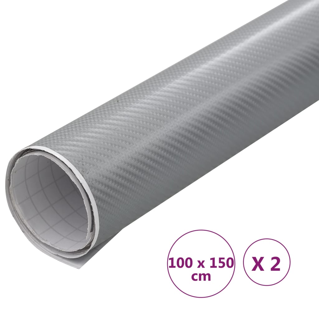 Auton Päällystekalvot 2 Kpl 4D Hopea 100X150 Cm