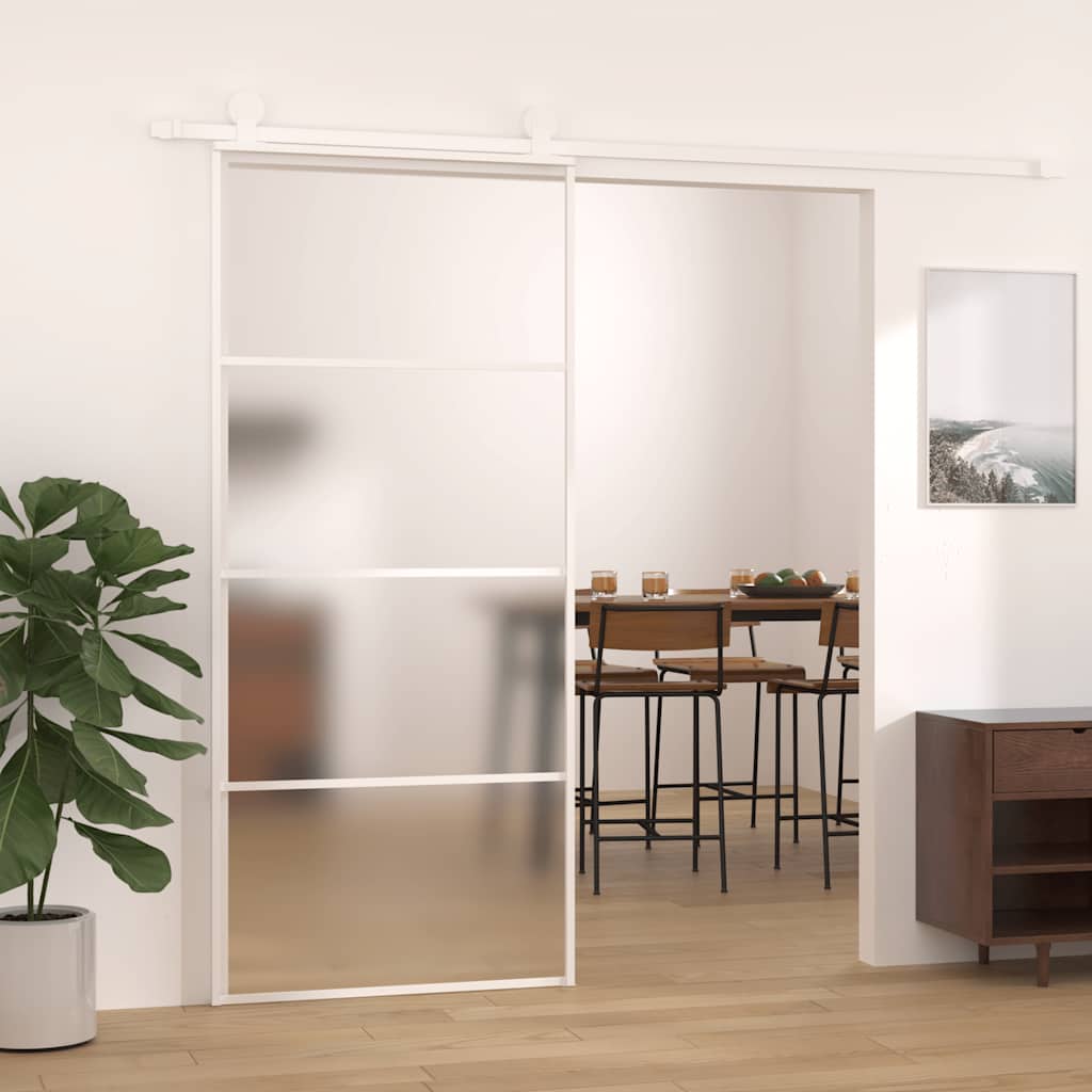 Liukuovi Esg-Huurrelasi Ja Alumiini 90X205 Cm Valkoinen