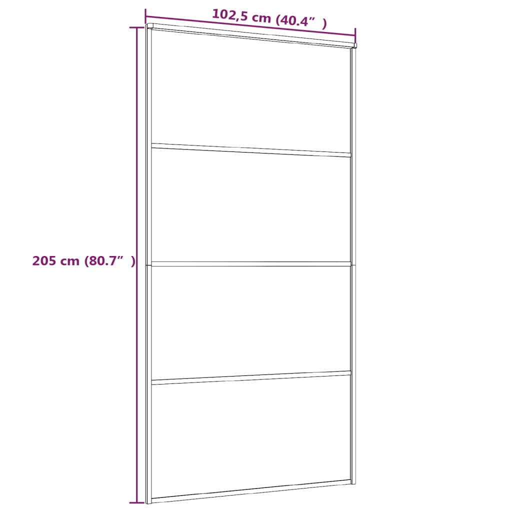 Liukuovi Esg-Huurrelasi Ja Alumiini 102,5X205 Cm Musta