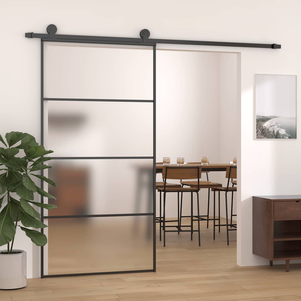 Liukuovi Esg-Huurrelasi Ja Alumiini 102,5X205 Cm Musta