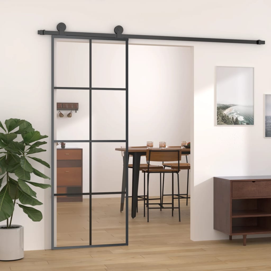 Liukuovi Musta 76X205 Cm Esg-Lasi Ja Alumiini