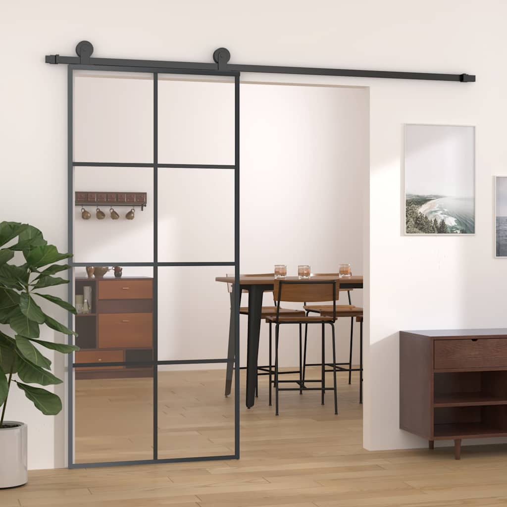 Liukuovi Musta 90X205 Cm Esg-Lasi Ja Alumiini