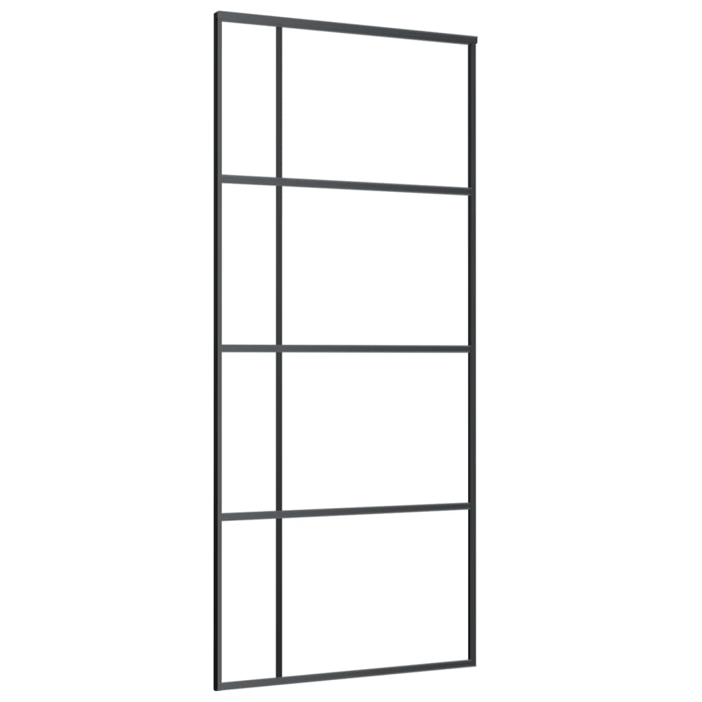 Liukuovi Esg-Huurrelasi Ja Alumiini 90X205 Cm Musta