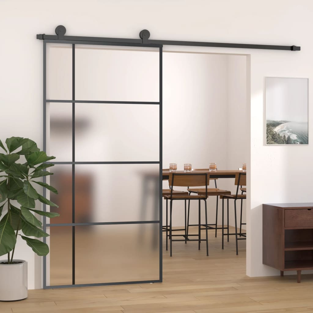 Liukuovi Esg-Huurrelasi Ja Alumiini 102,5X205 Cm Musta