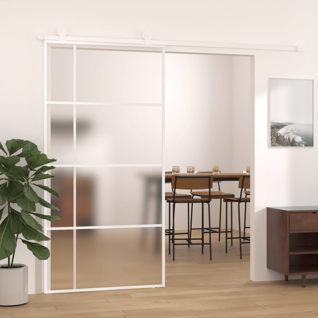 Liukuovi Esg-Huurrelasi Ja Alumiini 102,5X205 Cm Valkoinen