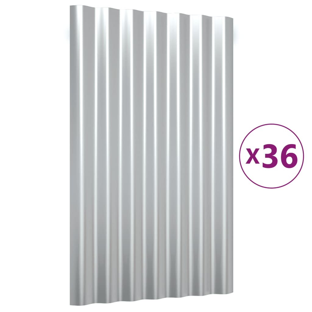 Kattopaneeli 36 Kpl Galvanoitu Teräs Hopea 60X36 Cm