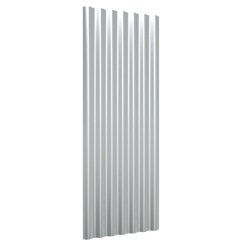 Kattopaneeli 12 Kpl Jauhemaalattu Teräs Hopea 100X36 Cm
