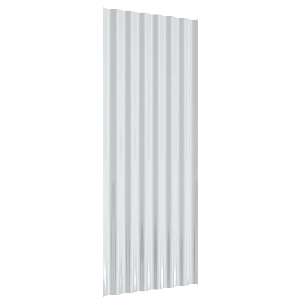 Kattopaneeli 12 Kpl Jauhemaalattu Teräs Hopea 100X36 Cm