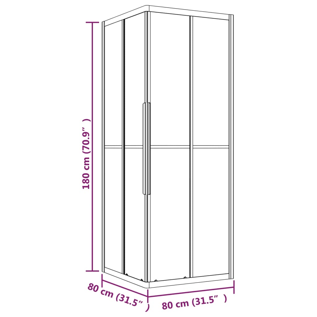 Suihkukaappi Puolihuurrettu Esg 80X80X180 Cm Musta