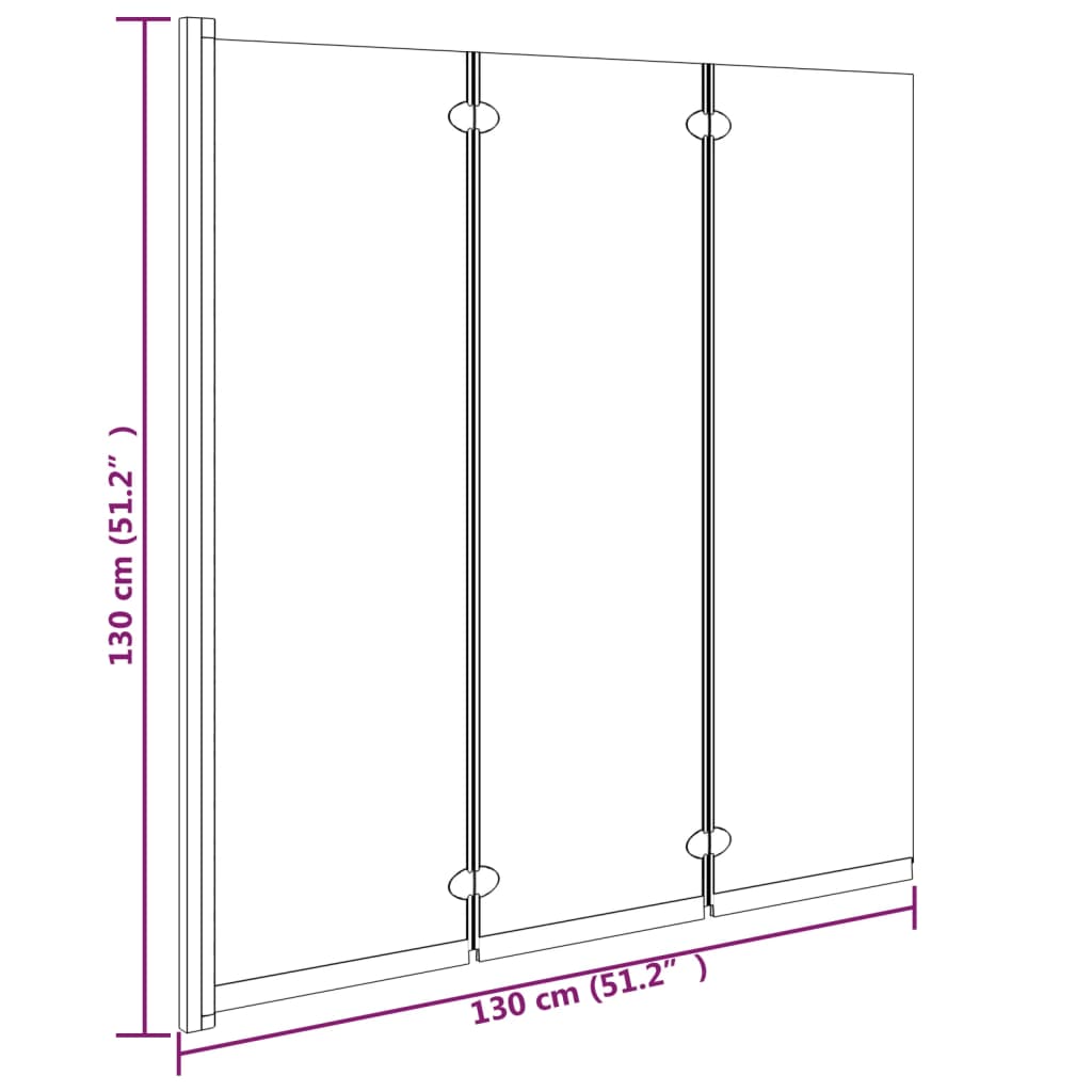 Kokoontaittuva Suihkukaappi 3 Paneelia 130X130 Cm Esg Musta
