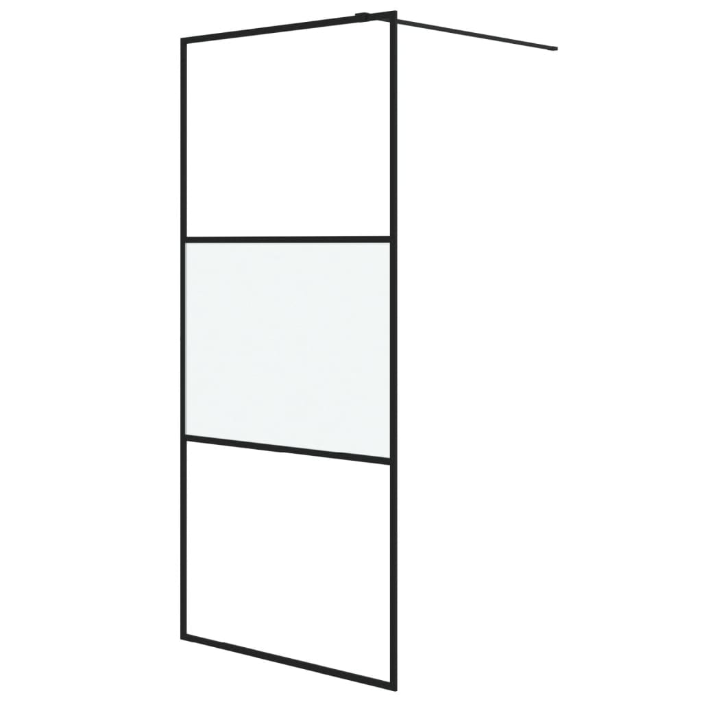 Walk-In Suihkuseinäke Musta 90X195 Cm Puolihuurrettu Esg-Lasi