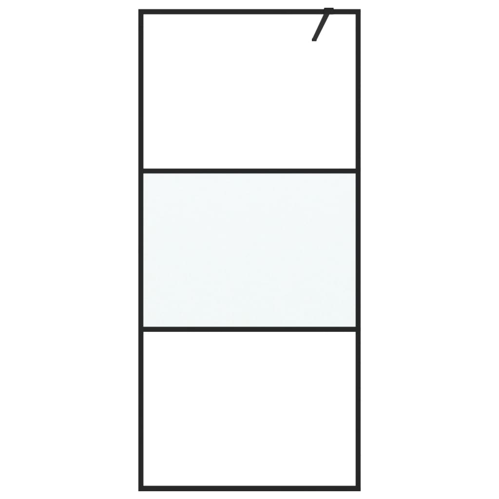 Walk-In Suihkuseinäke Musta 90X195 Cm Puolihuurrettu Esg-Lasi