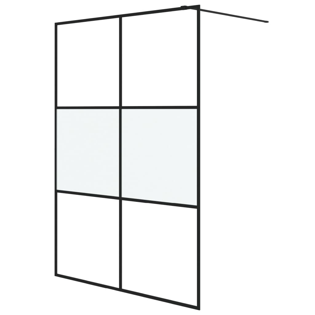 Walk-In Suihkuseinäke Musta 140X195 Cm Puolihuurrettu Esg-Lasi