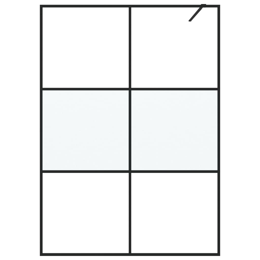 Walk-In Suihkuseinäke Musta 140X195 Cm Puolihuurrettu Esg-Lasi