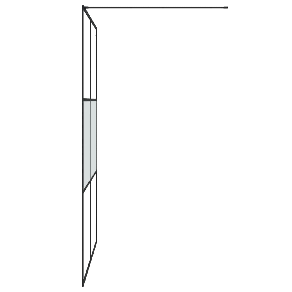 Walk-In Suihkuseinäke Musta 140X195 Cm Puolihuurrettu Esg-Lasi