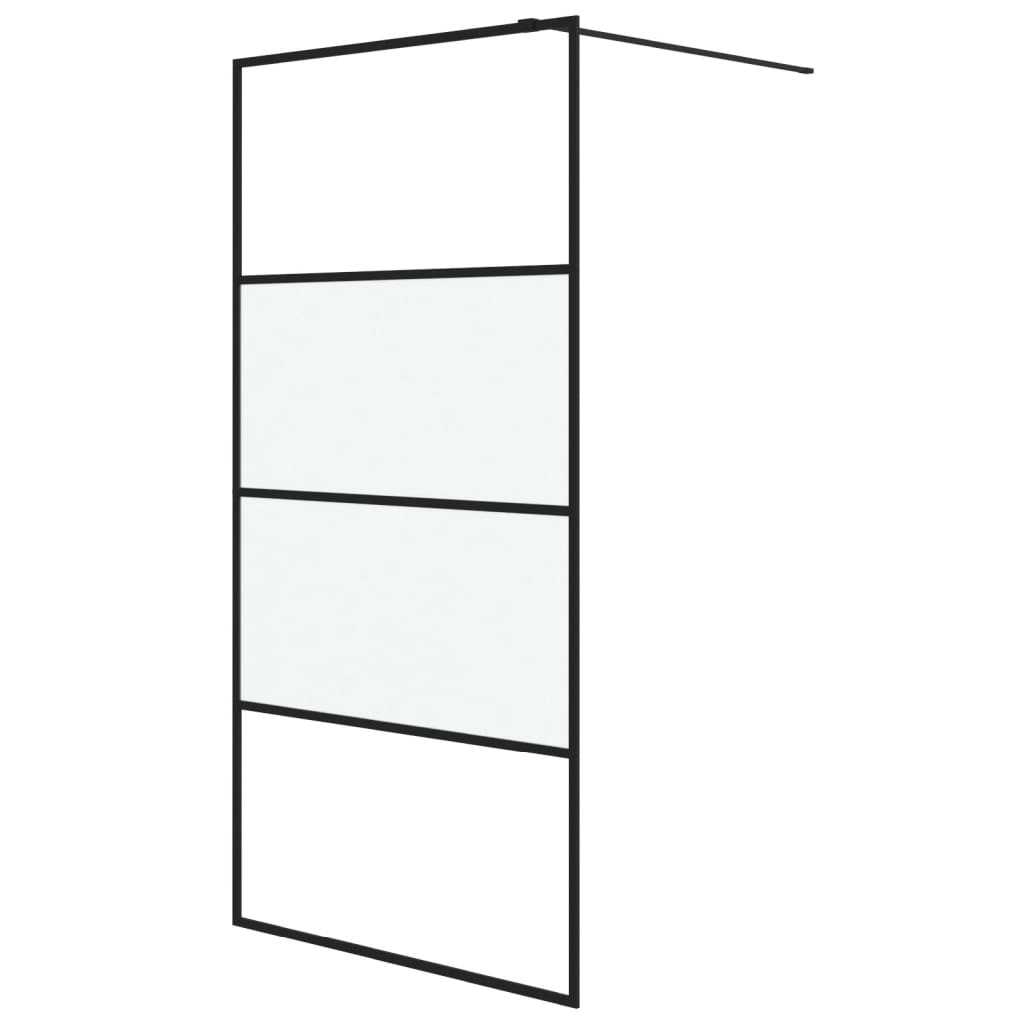 Walk-In Suihkuseinäke Musta 100X195 Cm Puolihuurrettu Esg-Lasi
