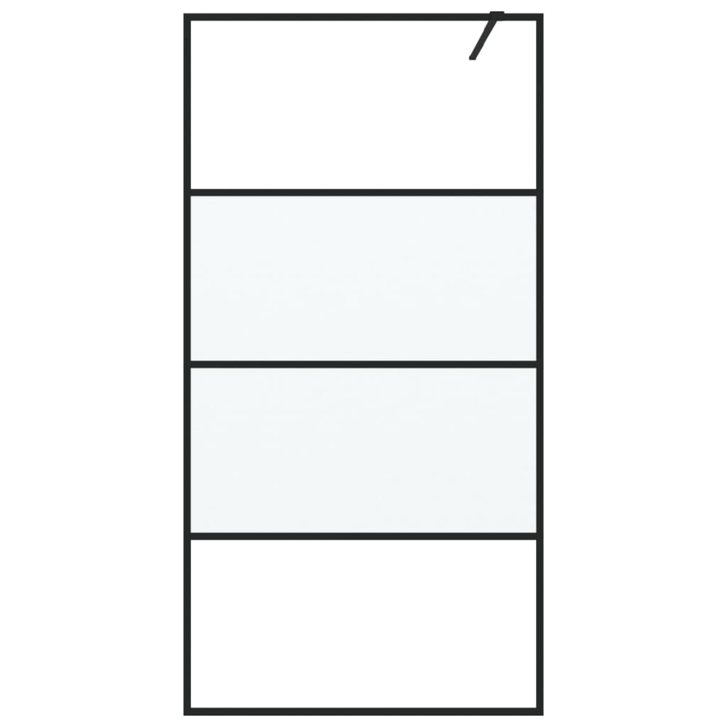 Walk-In Suihkuseinäke Musta 100X195 Cm Puolihuurrettu Esg-Lasi