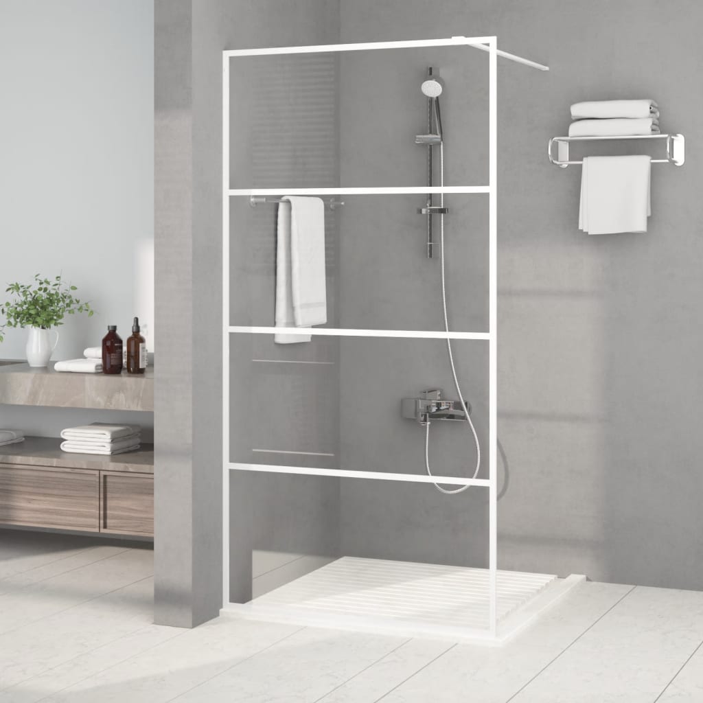 Walk-In Suihkuseinäke Valkoinen 100X195 Cm Kirkas Esg-Lasi