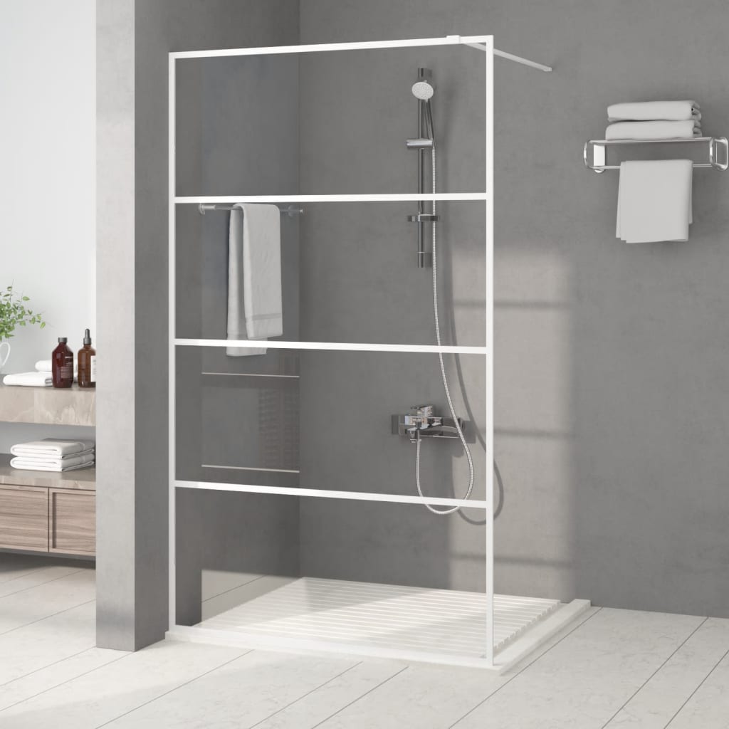 Walk-In Suihkuseinäke Valkoinen 115X195 Cm Kirkas Esg-Lasi