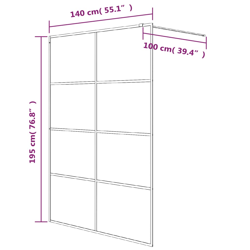 Walk-In Suihkuseinäke Valkoinen 140X195 Cm Kirkas Esg-Lasi
