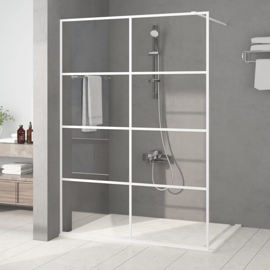 Walk-In Suihkuseinäke Valkoinen 140X195 Cm Kirkas Esg-Lasi