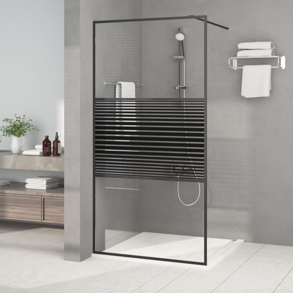 Walk-In Suihkuseinäke Musta 100X195 Cm Kirkas Esg-Lasi