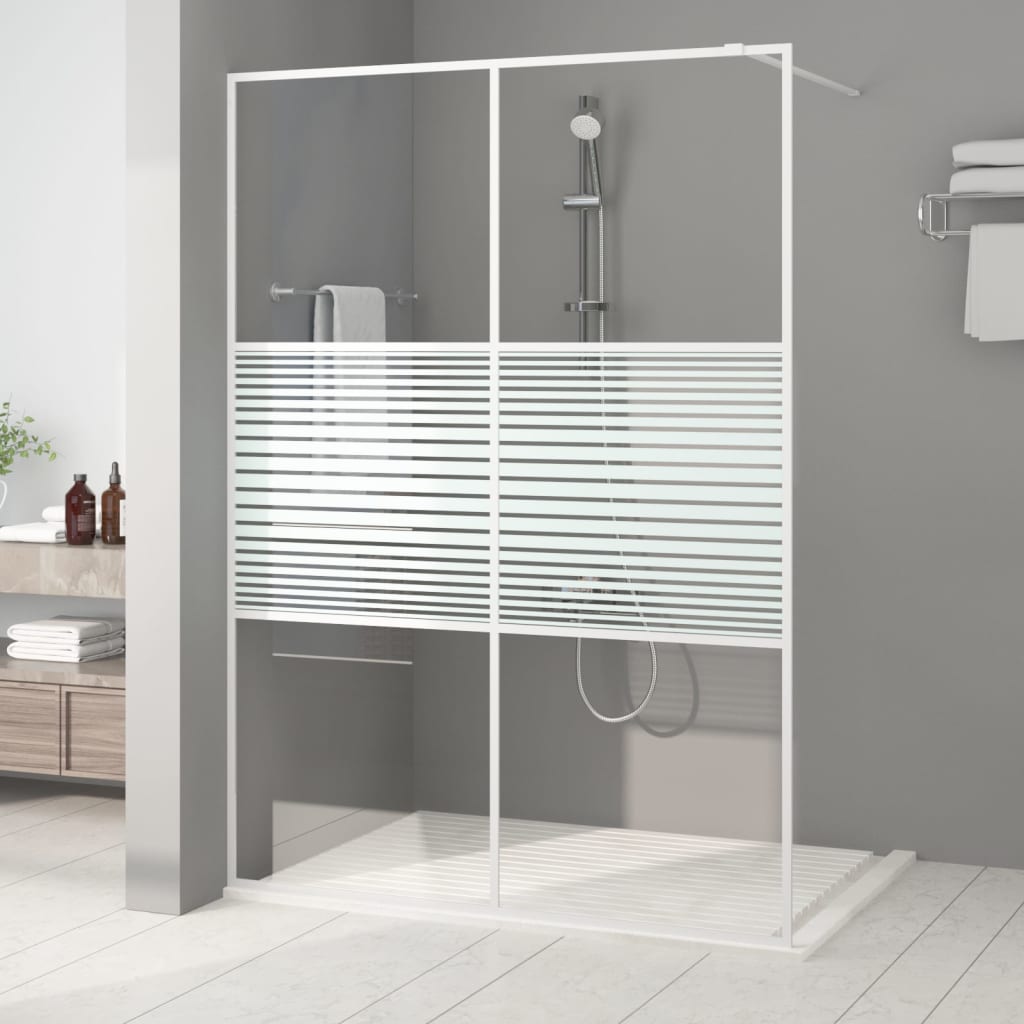 Walk-In Suihkuseinäke Valkoinen 140X195 Cm Kirkas Esg-Lasi
