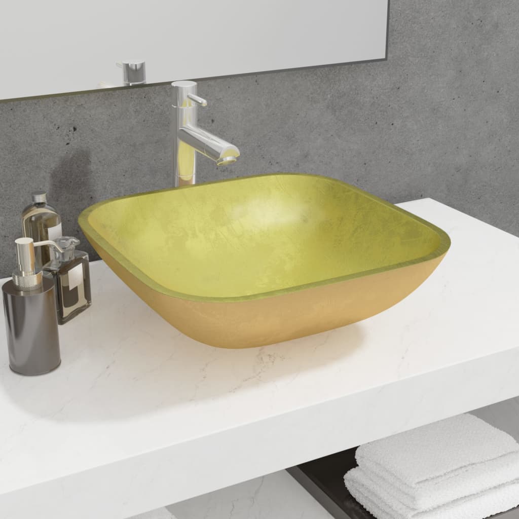 Pesuallas Lasi 42X42X14 Cm Kulta
