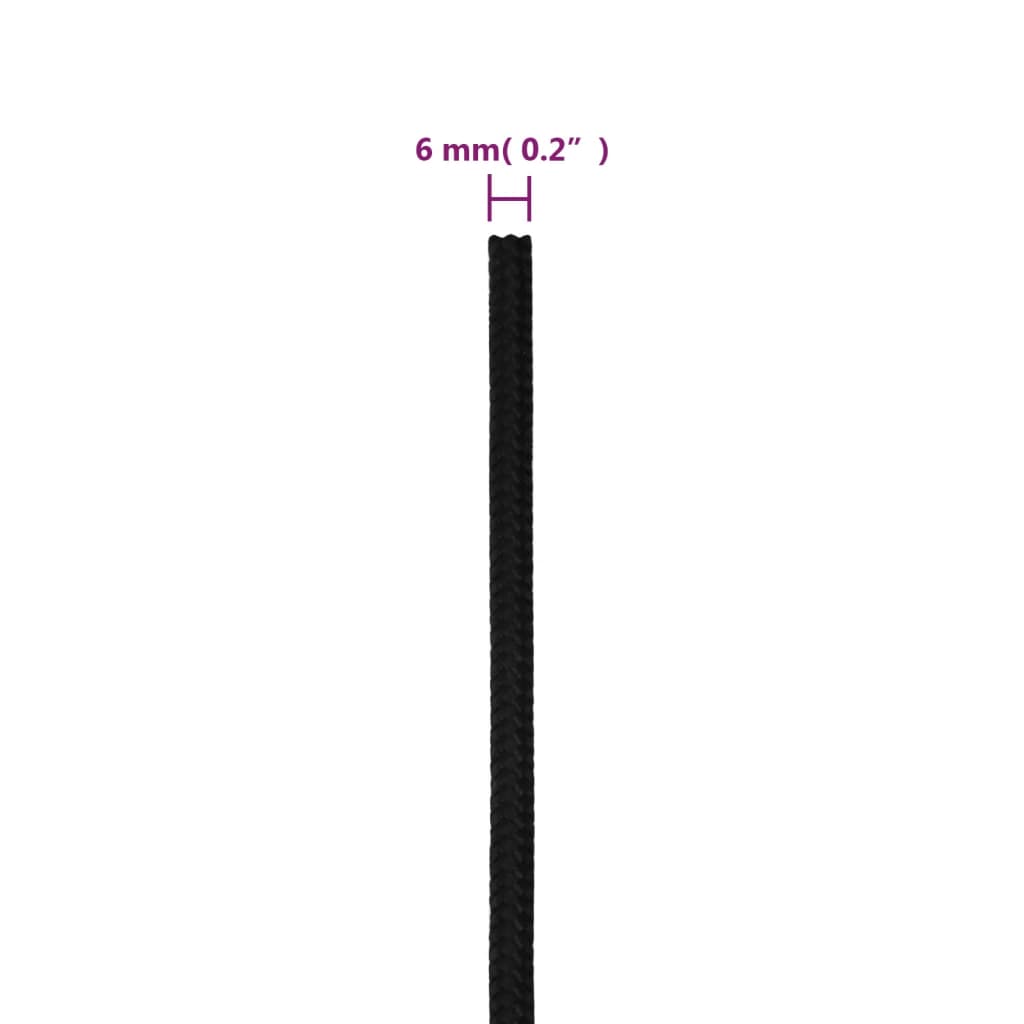 Työköysi Musta 6 Mm 250 M Polyesteri