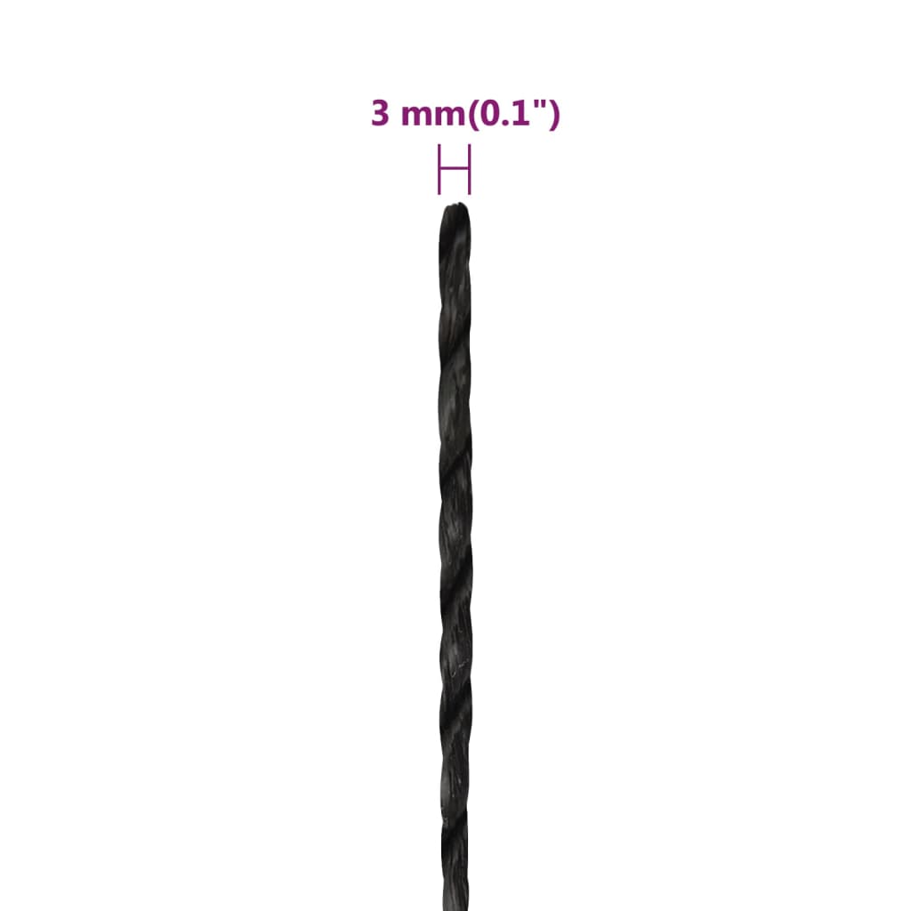 Työköysi Musta 3 Mm 250 Mm Polypropeeni