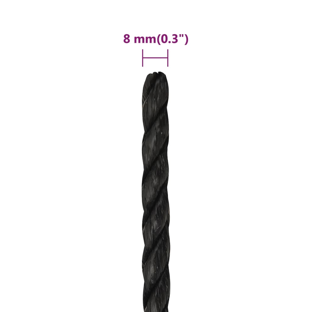 Työköysi Musta 8 Mm 25 M Polypropeeni
