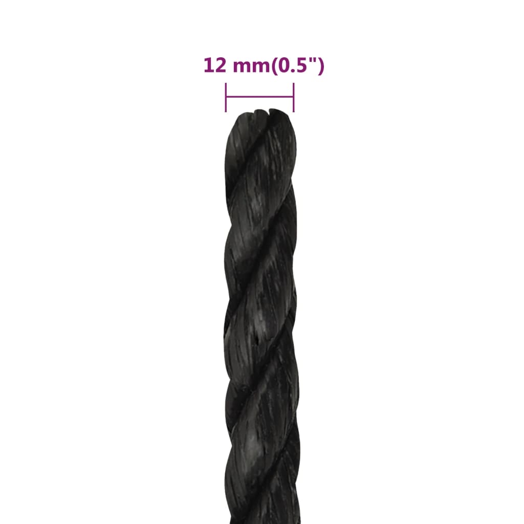 Työköysi Musta 12 Mm 250 M Polypropeeni