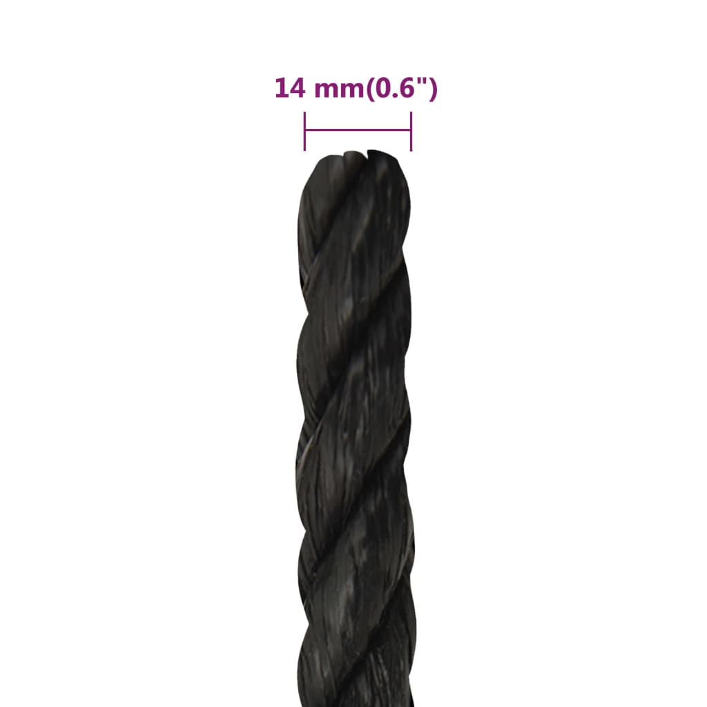 Työköysi Musta 14 Mm 50 M Polypropeeni