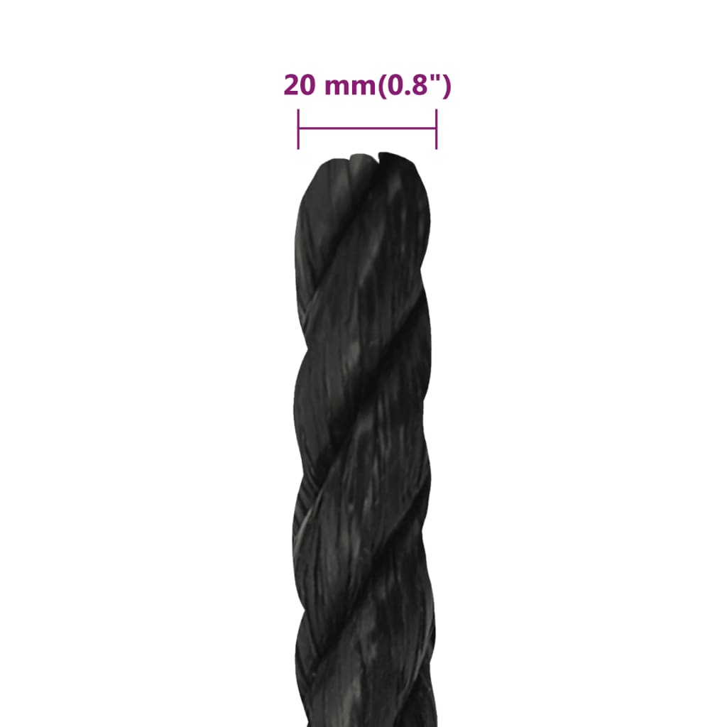 Työköysi Musta 20 Mm 100 M Polypropeeni