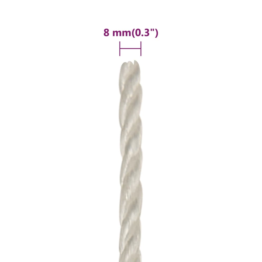 Työköysi Valkoinen 8 Mm 100 M Polypropeeni