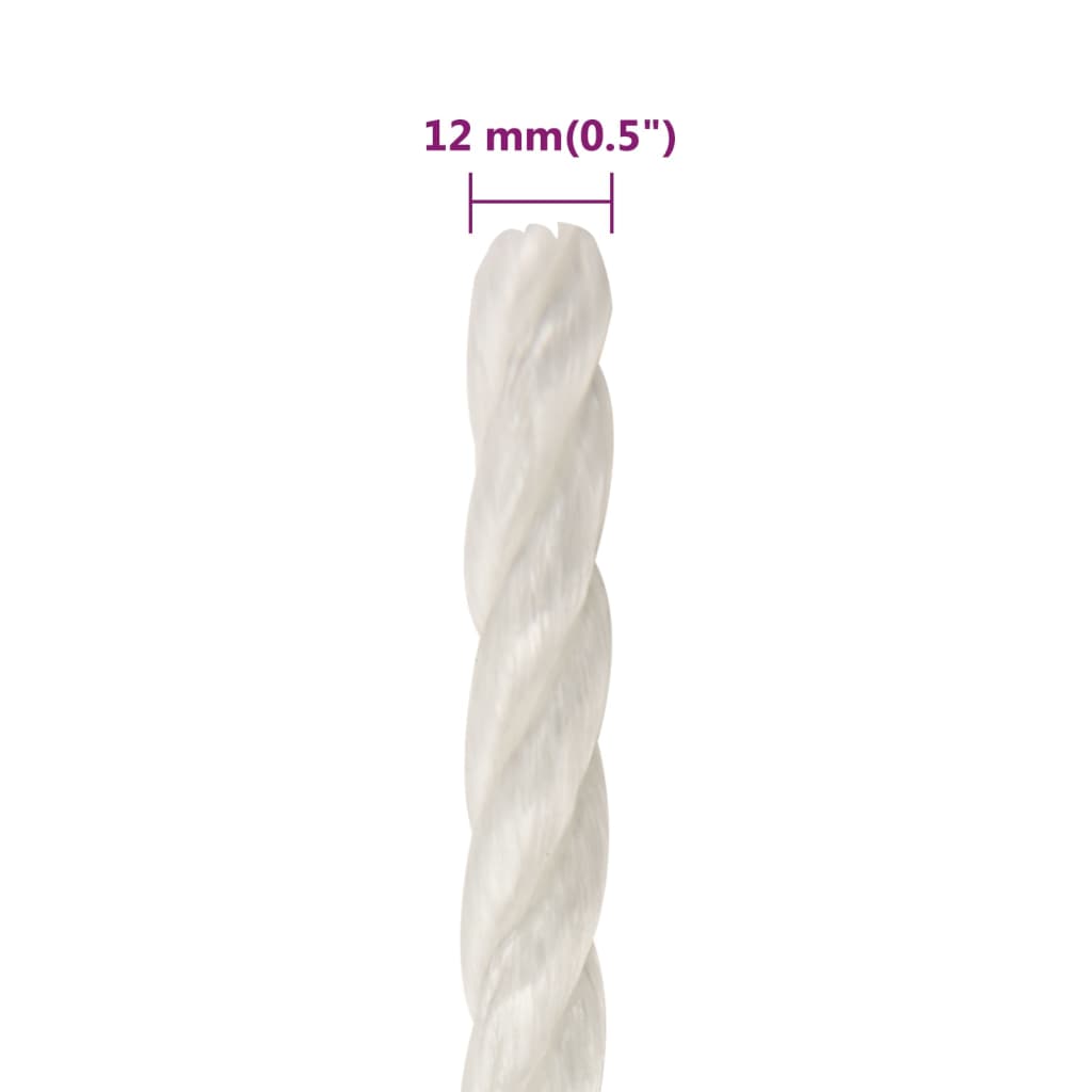 Työköysi Valkoinen 12 Mm 500 M Polypropeeni