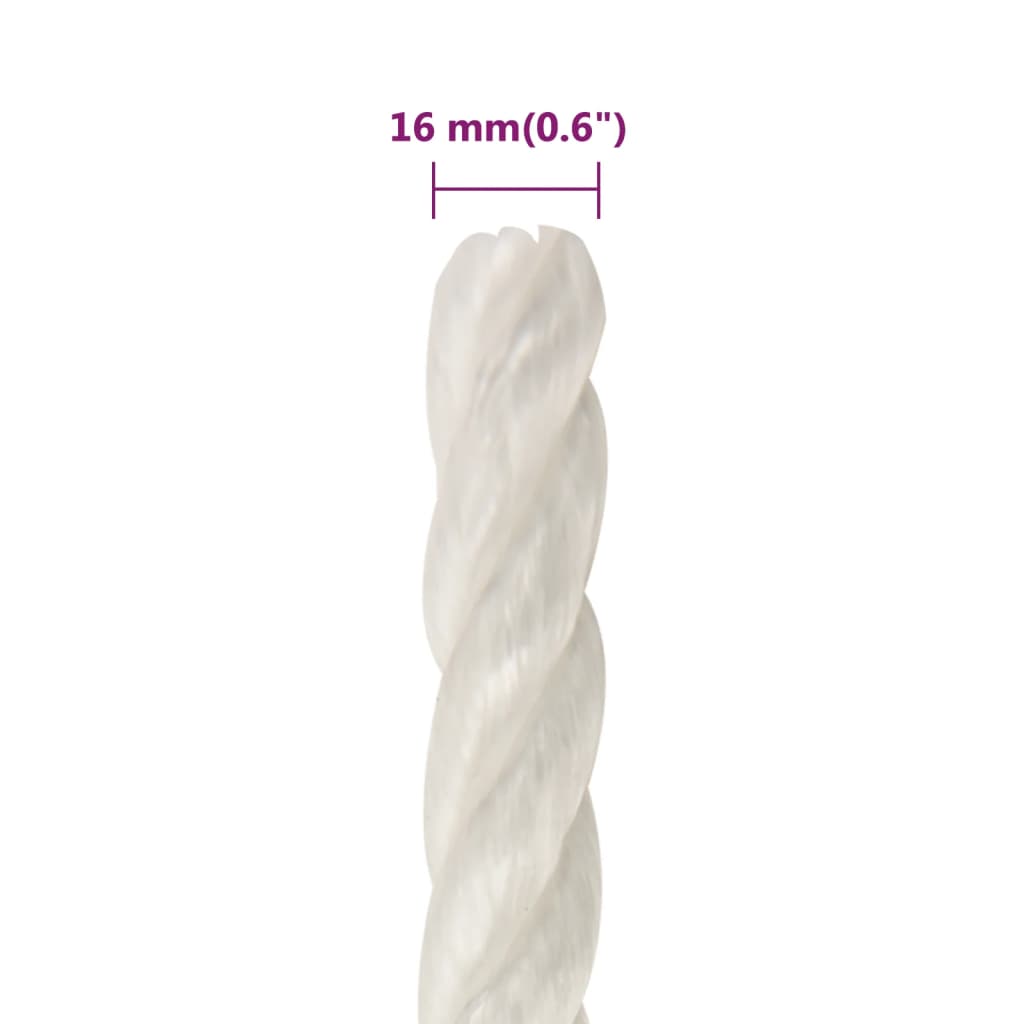 Työköysi Valkoinen 16 Mm 25 M Polypropeeni