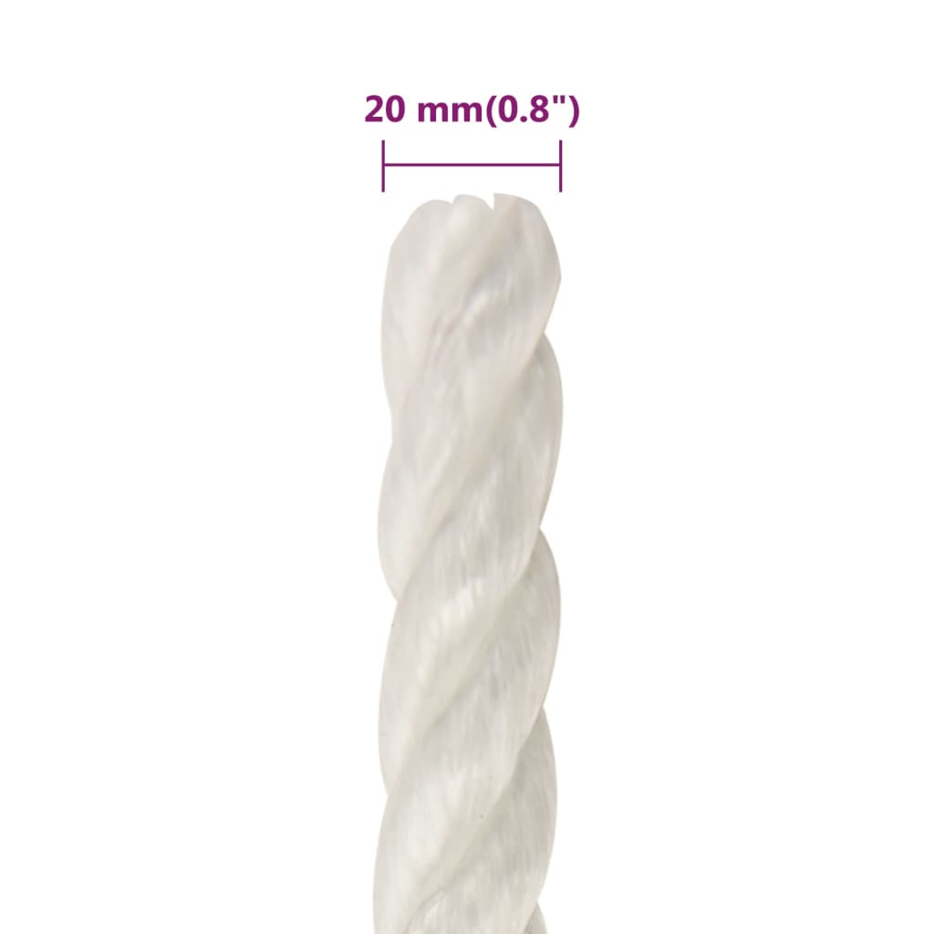 Työköysi Valkoinen 20 Mm 50 M Polypropeeni