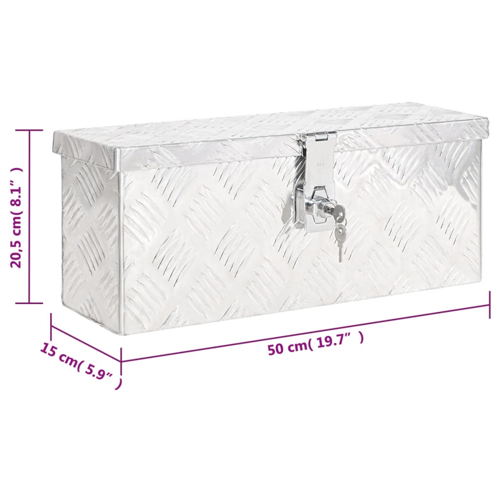 Säilytyslaatikko Hopea 50X15X20,5 Cm Alumiini