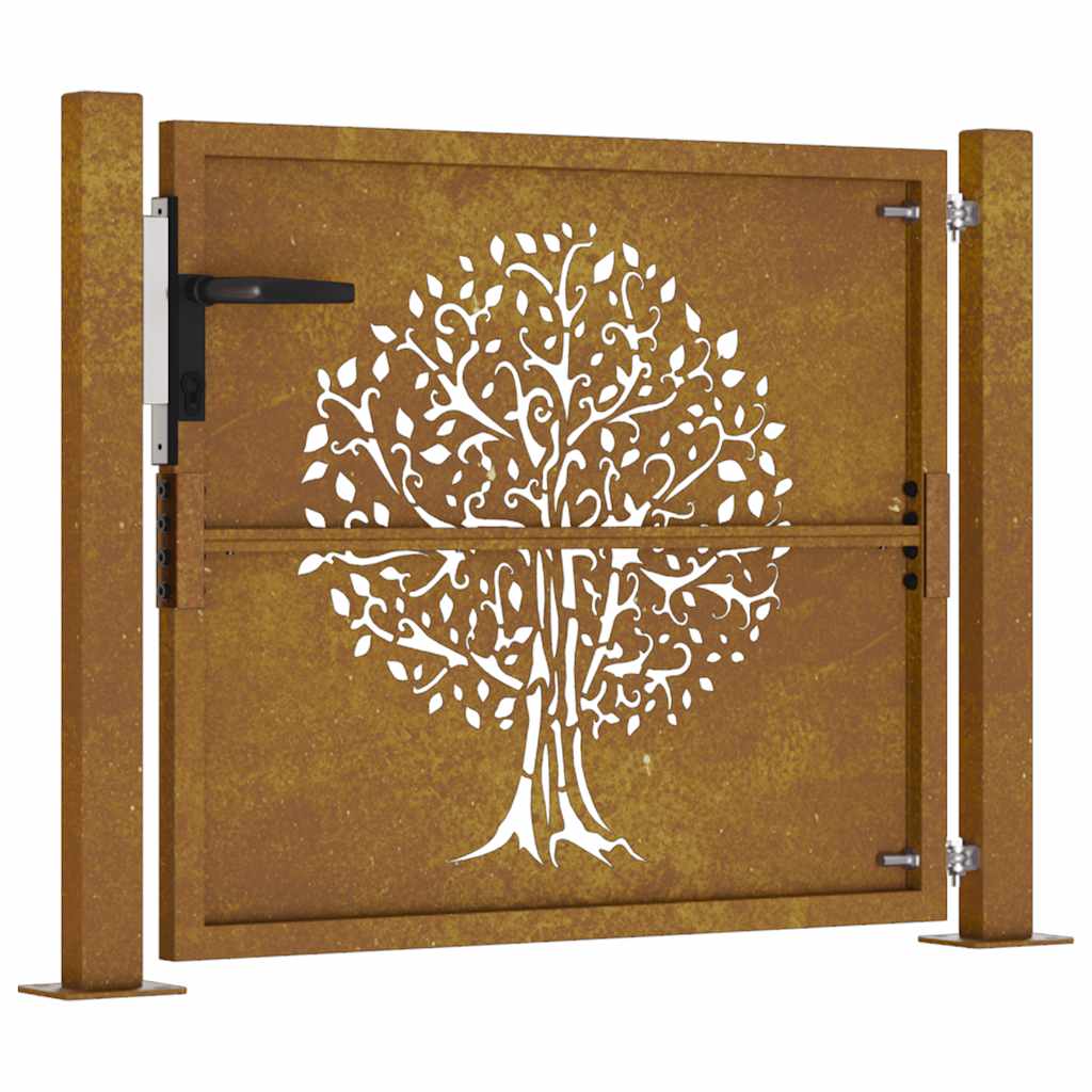Puutarhaportti 100X75 Cm Corten-Teräs, Puukuvio