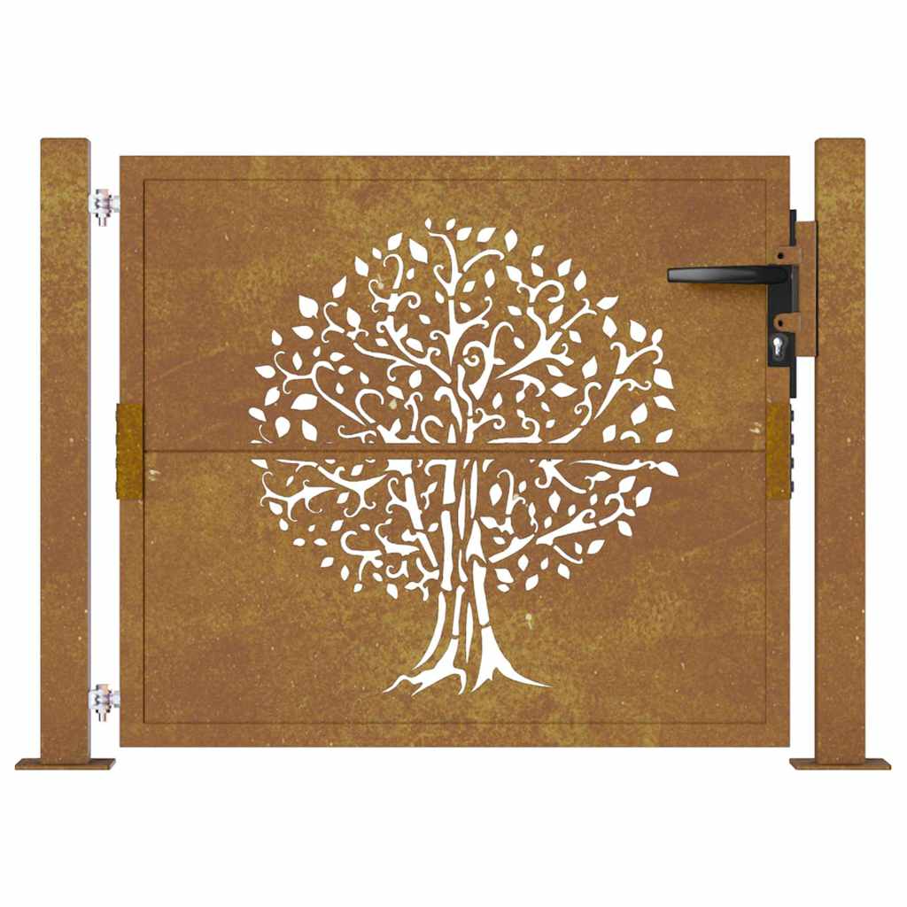 Puutarhaportti 100X100 Cm Corten-Teräs, Puukuvio