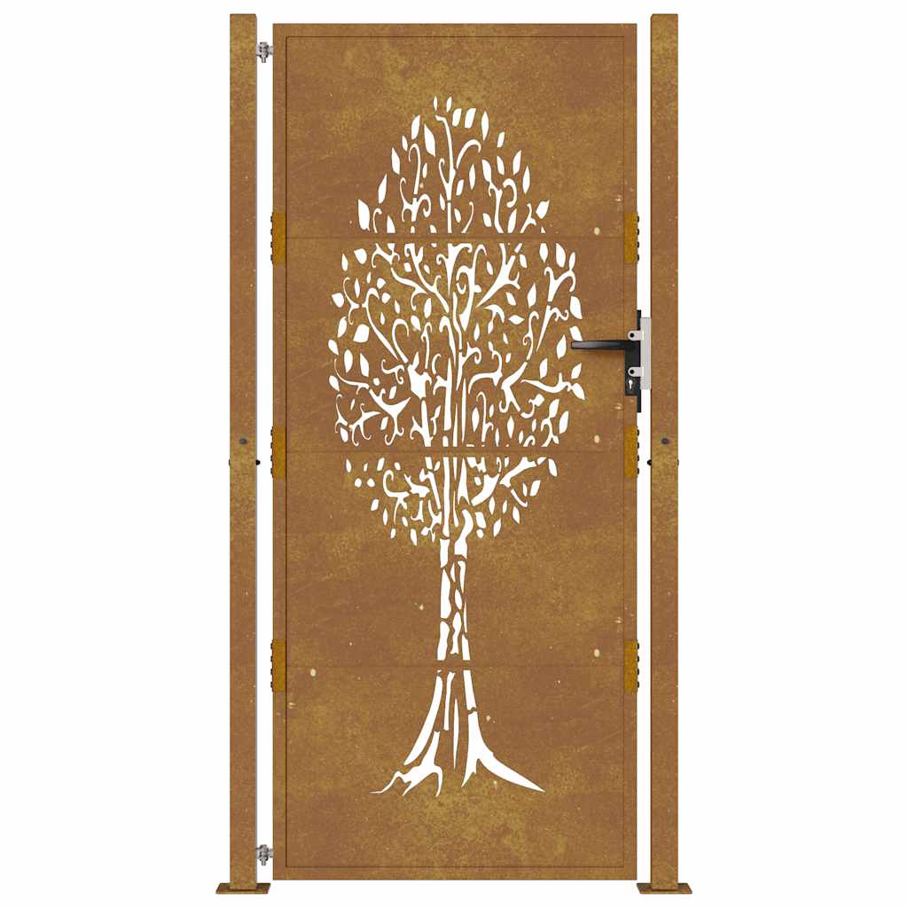 Puutarhaportti 100X200 Cm Corten-Teräs, Puukuvio